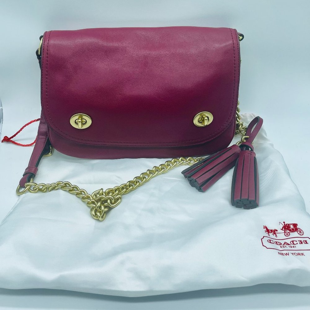 New COACH Deep Port Leather Legacy Double Gusset Flap Bag